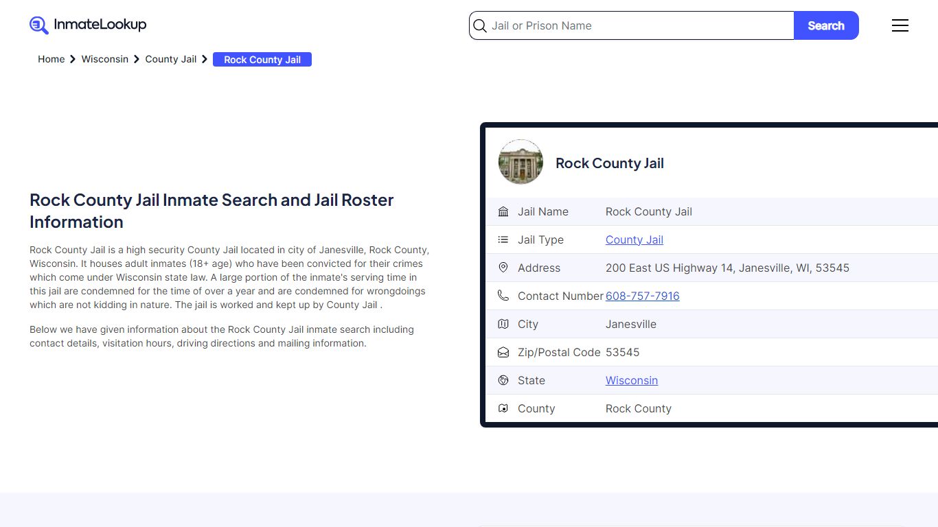 Rock County Jail Inmate Search - Janesville Wisconsin - Inmate Lookup